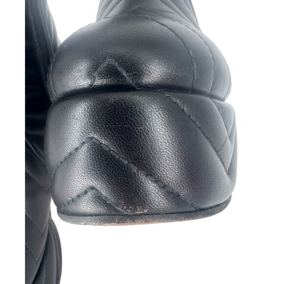 Gucci 95mm Matelasse' Leather Platform Boots in Black - Picture 6 of 16